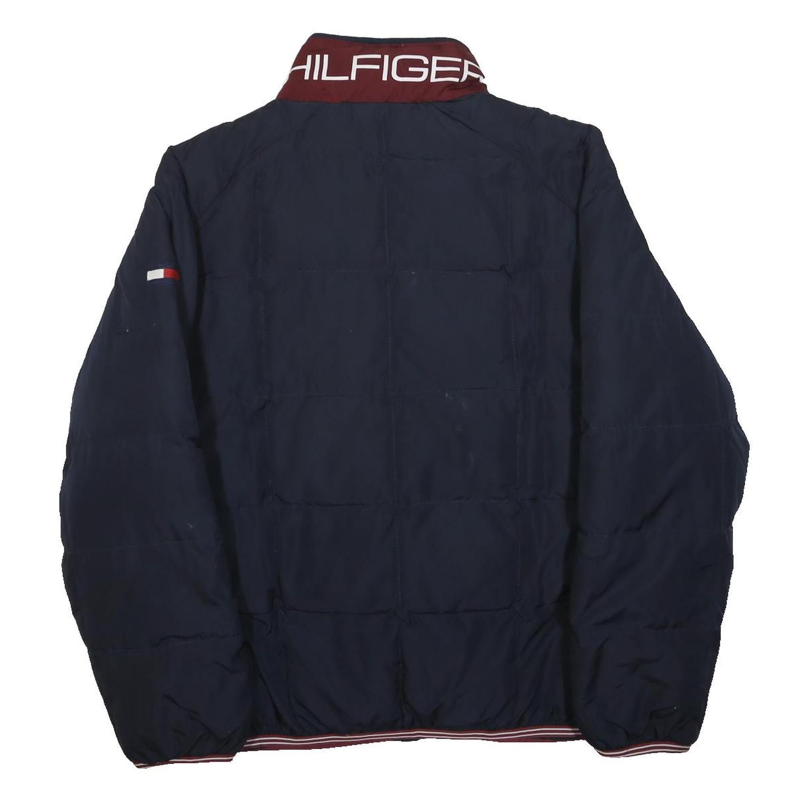TOMMY HILFIGER Mens Navy Red Zip Jacket M Polyester Plain Casual Lightweight