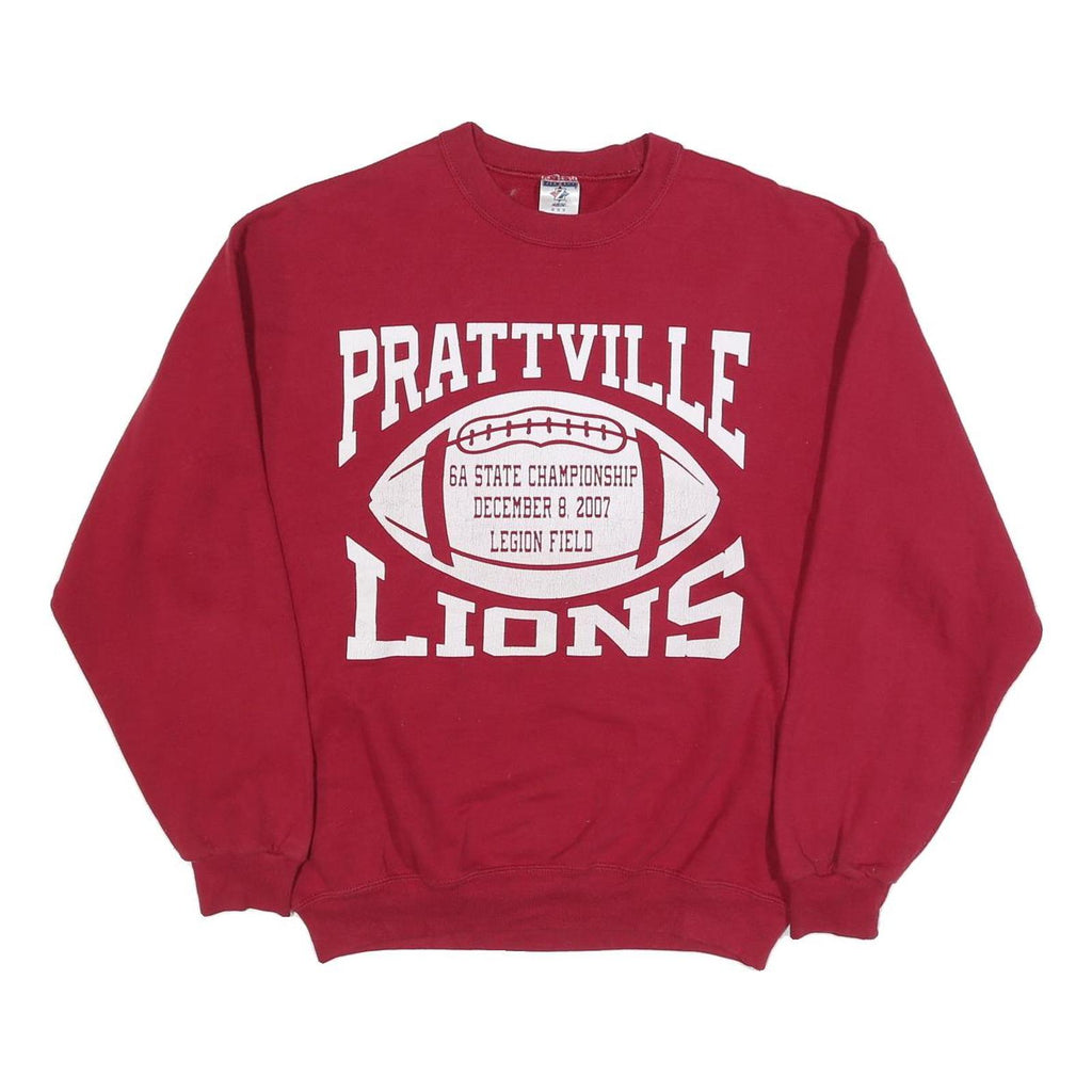 JERZEES Mens Red Prattville Lions Crew Neck M Football State Championship