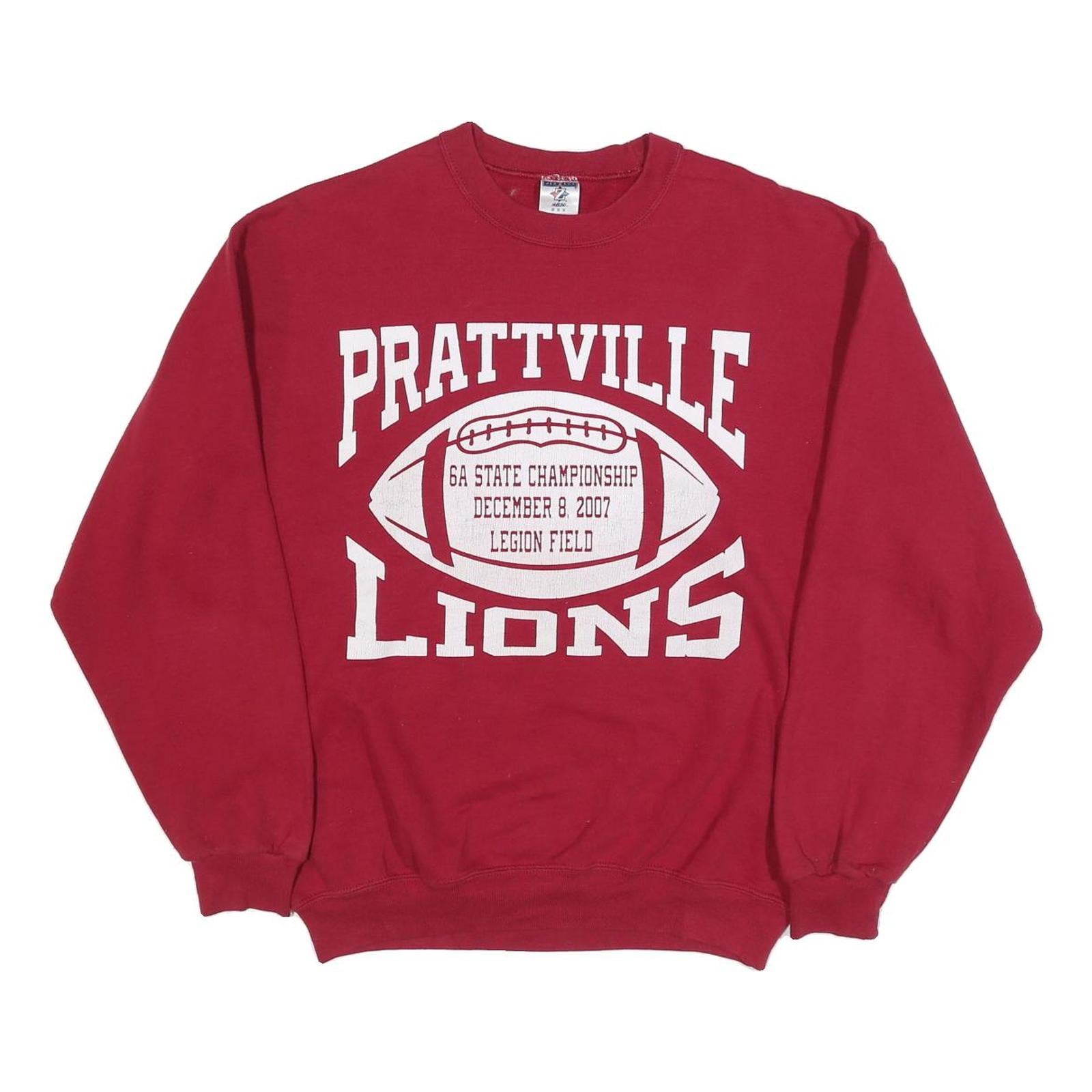 JERZEES Mens Red Prattville Lions Crew Neck M Football State Championship