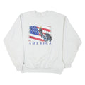 Mens White Sweatshirt Statue Of Liberty America Crew Neck XL Cotton Blend