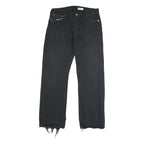 LEVI'S 501 Mens Jeans Black Regular Straight Denim W35 L31 Distressed Hem
