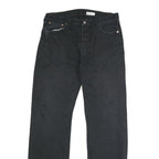 LEVI'S 501 Mens Jeans Black Regular Straight Denim W35 L31 Distressed Hem