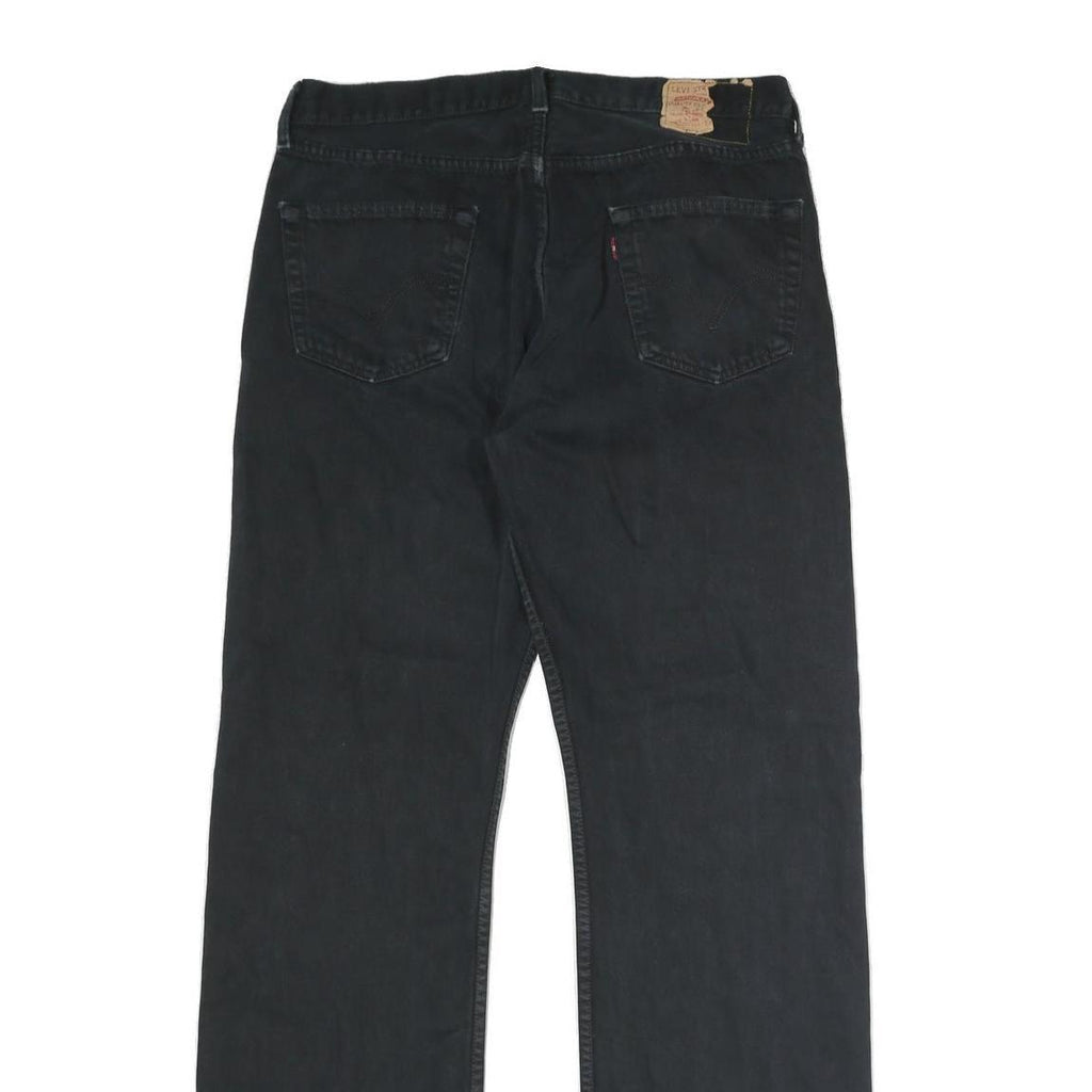 LEVI'S 501 Mens Jeans Black Regular Straight Denim W35 L31 Distressed Hem