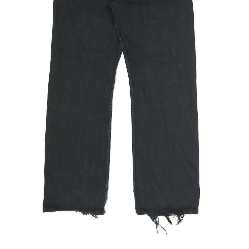 LEVI'S 501 Mens Jeans Black Regular Straight Denim W35 L31 Distressed Hem