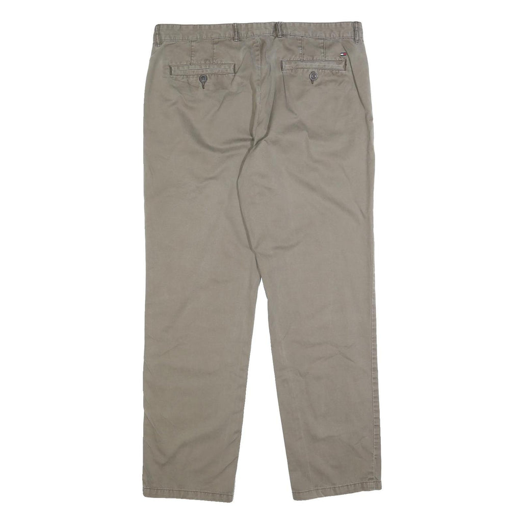 TOMMY HILFIGER Mens Cotton Beige Slim Straight Trousers W36 L32 Casual Wear