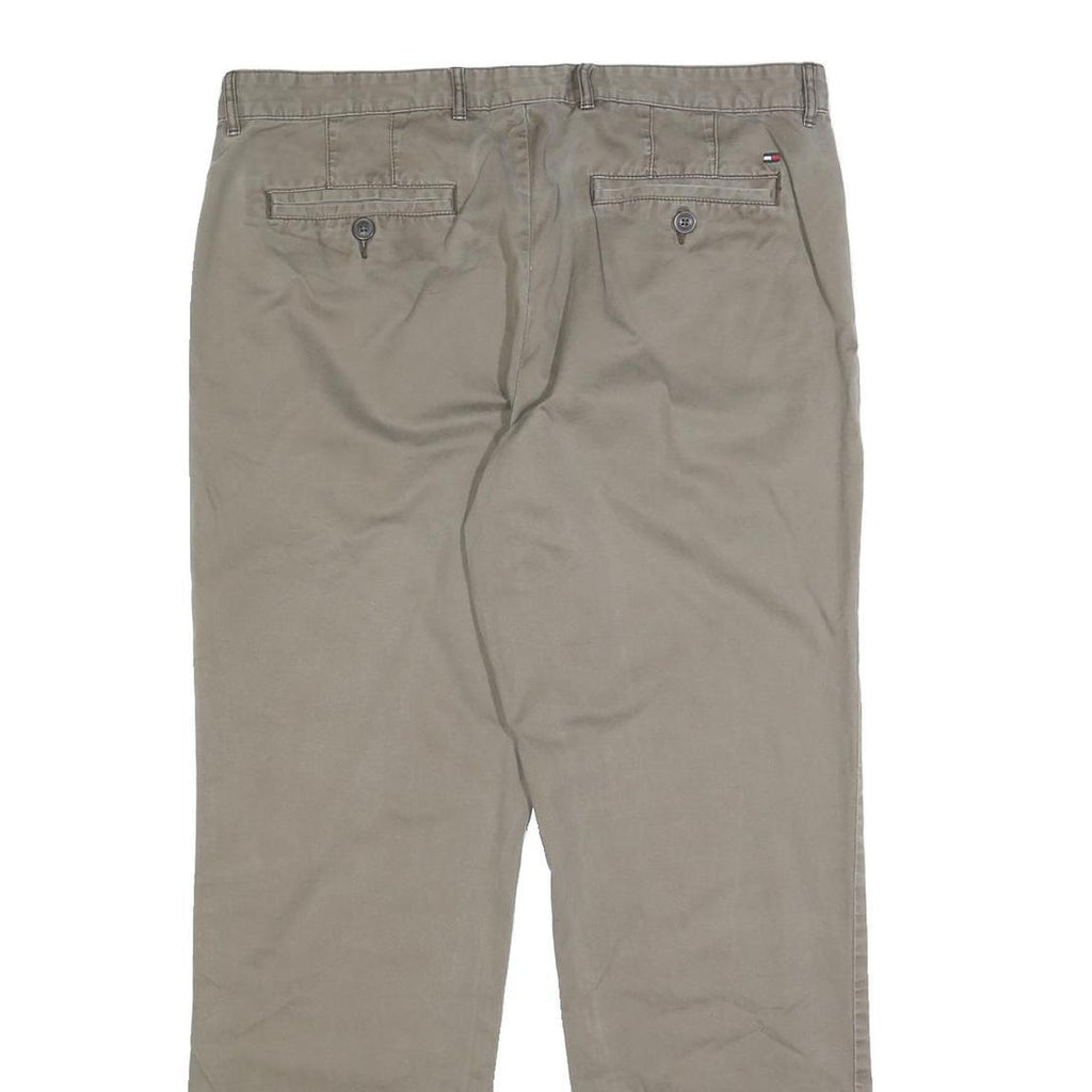 TOMMY HILFIGER Mens Cotton Beige Slim Straight Trousers W36 L32 Casual Wear