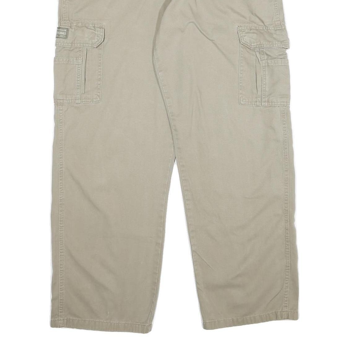 WRANGLER Mens Cotton Beige Regular Cargo Trousers W34 L32 Comfortable Utility