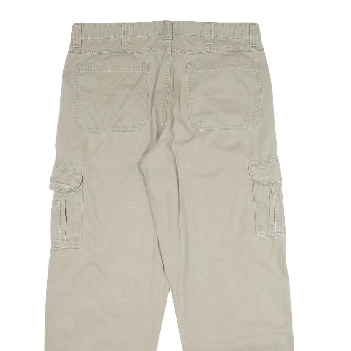 WRANGLER Mens Cotton Beige Regular Cargo Trousers W34 L32 Comfortable Utility