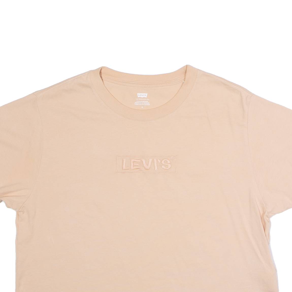 LEVI'S Cropped Womens T-Shirt Beige Crew Neck M