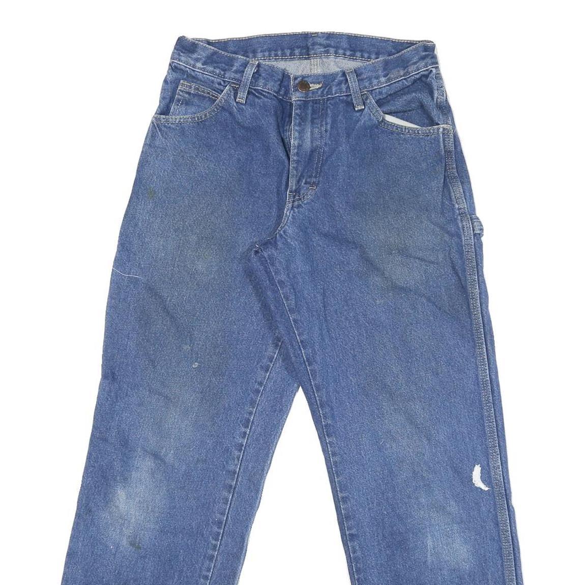 DICKIES Mens Blue Regular Fit Straight Denim Jeans W28 L28 Workwear Pocket Zip