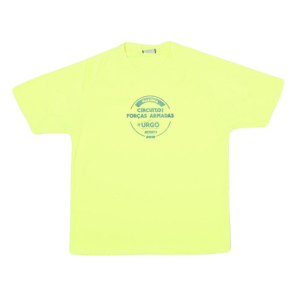 Mens Yellow Graphic T-Shirt M Short Sleeve Crew Neck Casual Sporty