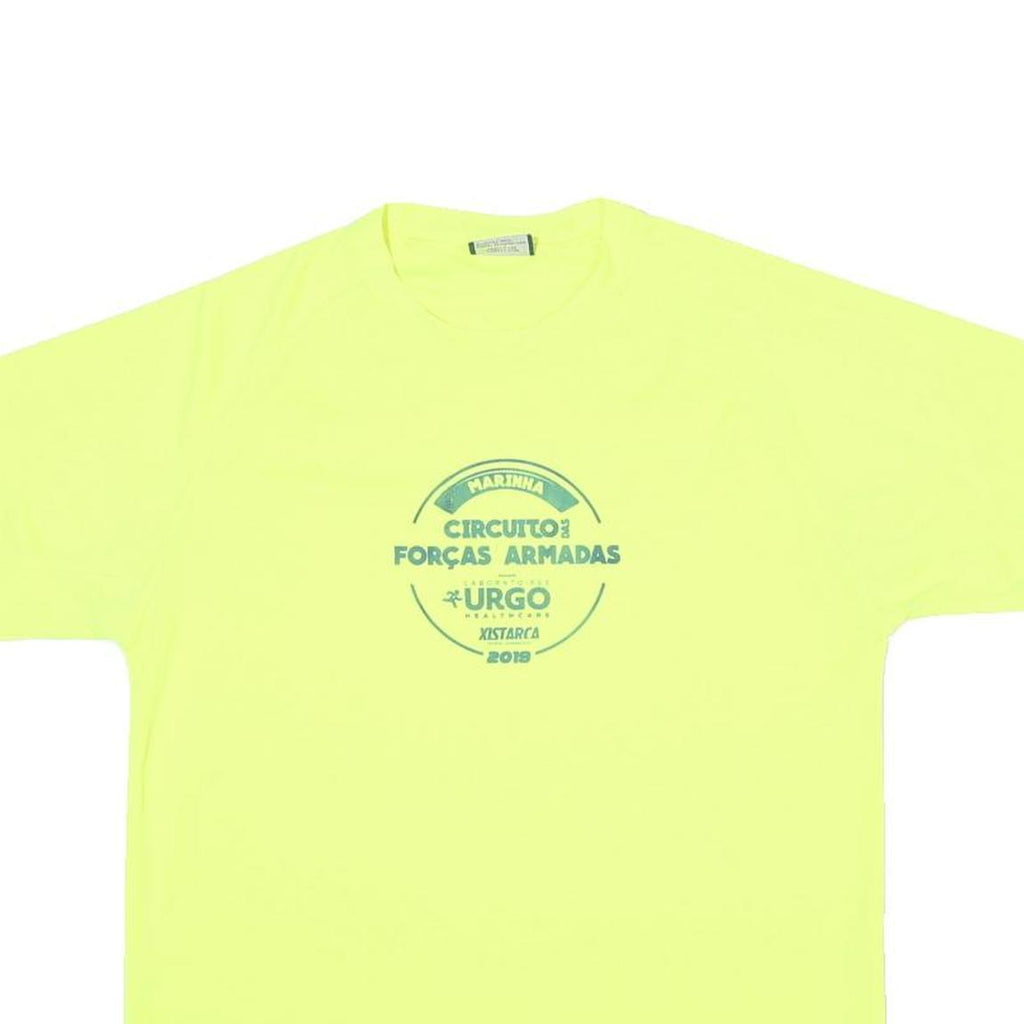 Mens Yellow Graphic T-Shirt M Short Sleeve Crew Neck Casual Sporty