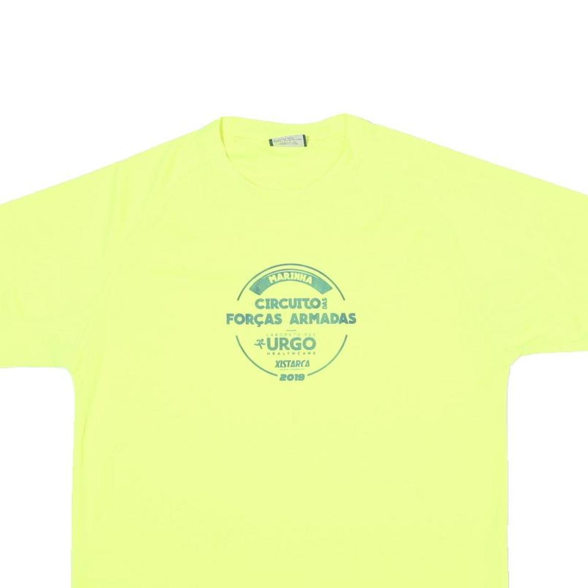 Mens Yellow Graphic T-Shirt M Short Sleeve Crew Neck Casual Sporty