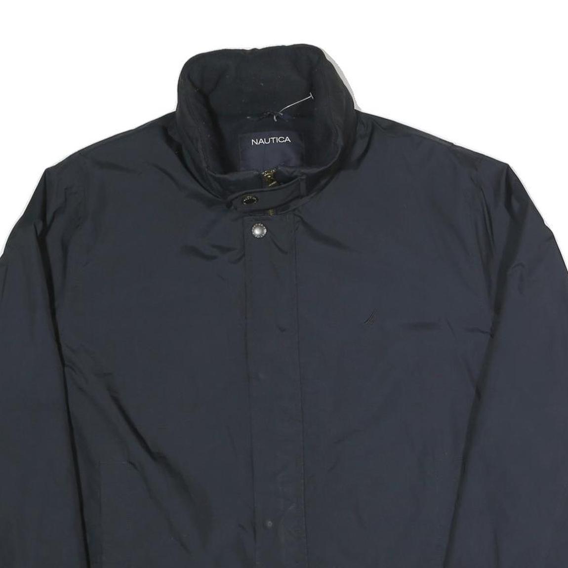 NAUTICA Mens Navy Blue Jacket M Polyester Blend Zip Plain Classic Casual