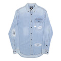 G-STAR Mens Blue Denim Slim Fit Shirt S Distressed Cotton Casual Long Sleeve