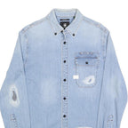 G-STAR Mens Blue Denim Slim Fit Shirt S Distressed Cotton Casual Long Sleeve