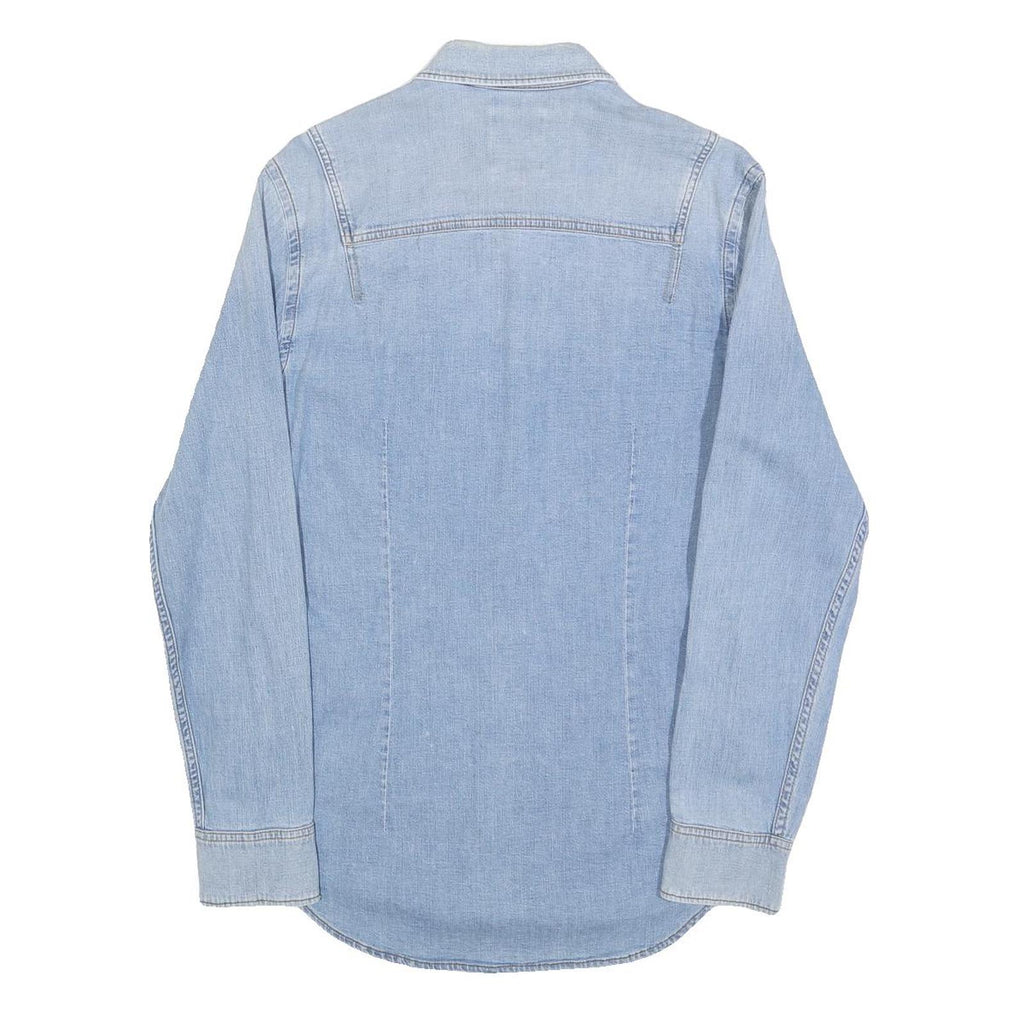 G-STAR Mens Blue Denim Slim Fit Shirt S Distressed Cotton Casual Long Sleeve
