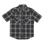 DICKIES Mens Black & Grey Check Short Sleeve Shirt M Workwear Casual