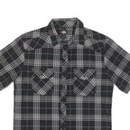 DICKIES Mens Black & Grey Check Short Sleeve Shirt M Workwear Casual