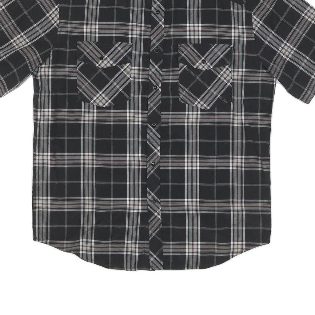 DICKIES Mens Black & Grey Check Short Sleeve Shirt M Workwear Casual