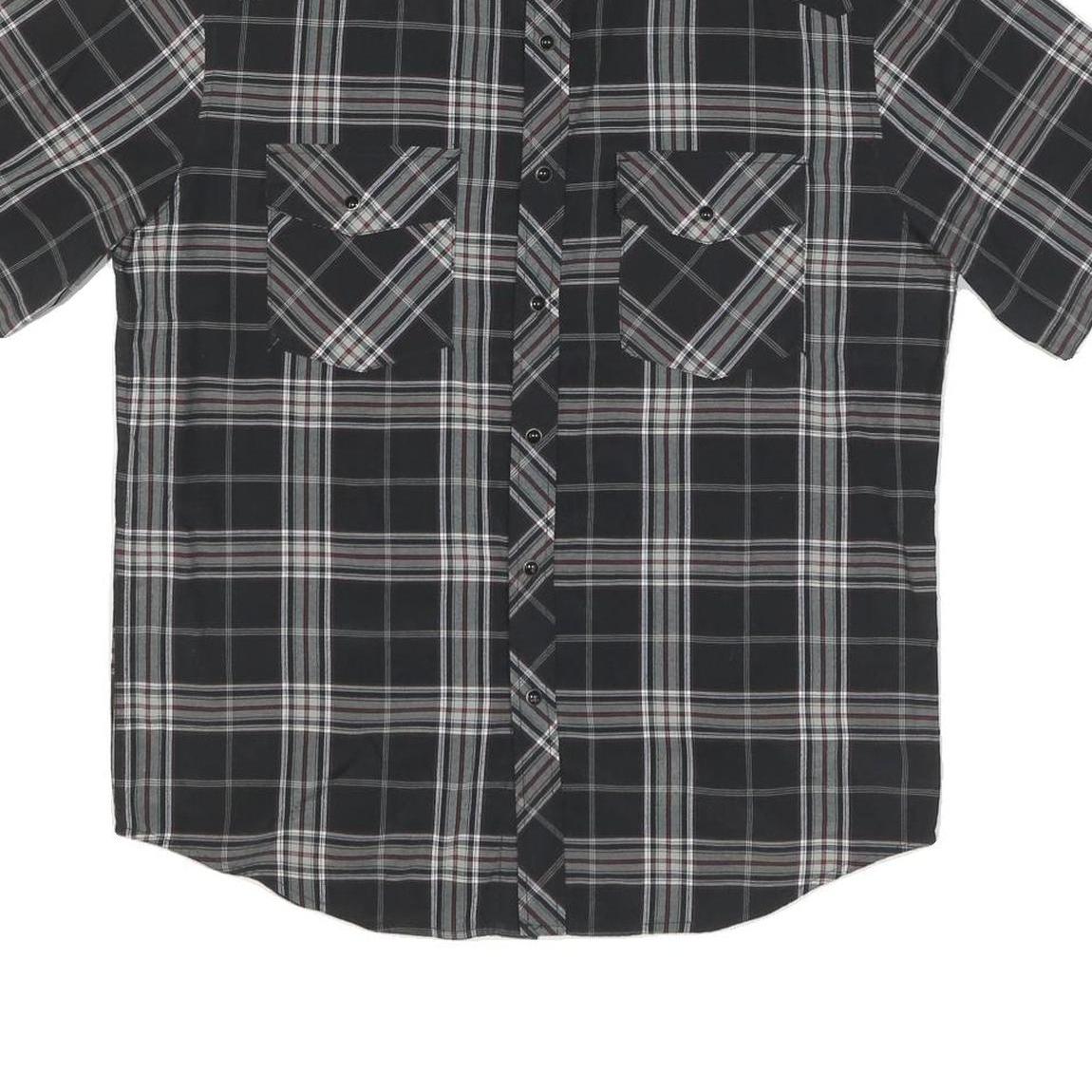 DICKIES Mens Black & Grey Check Short Sleeve Shirt M Workwear Casual