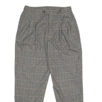 BARRY BRICKEN Mens Wool Grey Checked Regular Fit Straight Trousers W32 L32