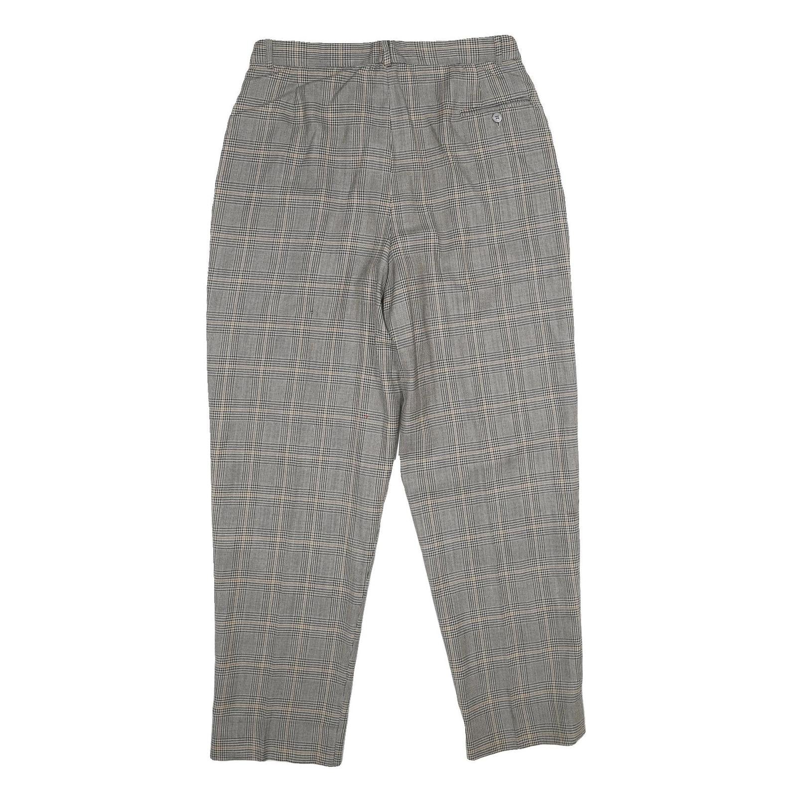 BARRY BRICKEN Mens Wool Grey Checked Regular Fit Straight Trousers W32 L32