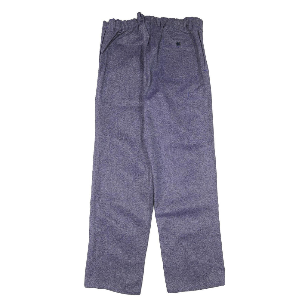 WORKER Mens Cotton Blend Blue Regular Fit Straight Leg Trousers W35 L34 Button