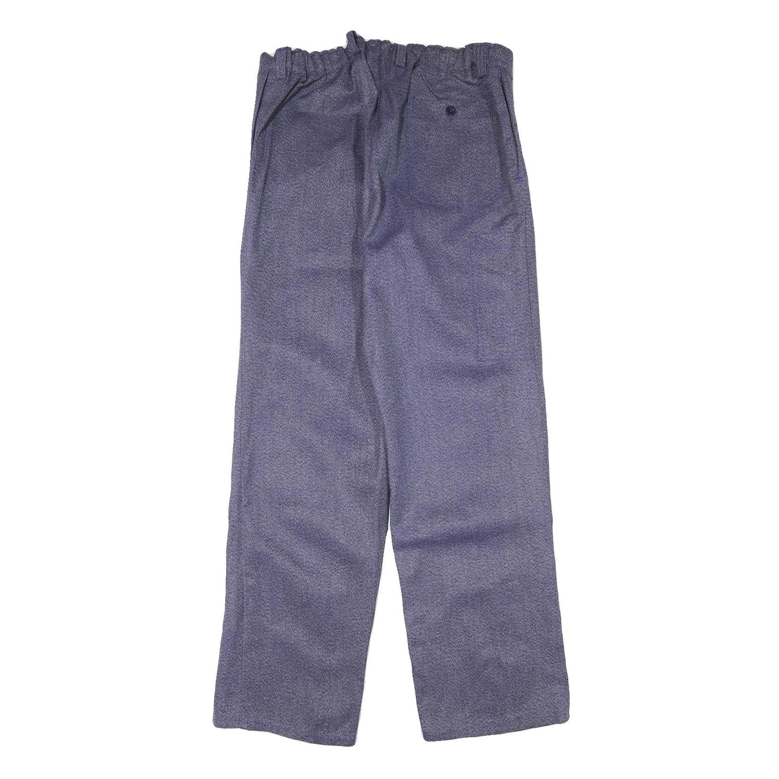 WORKER Mens Cotton Blend Blue Regular Fit Straight Leg Trousers W35 L34 Button