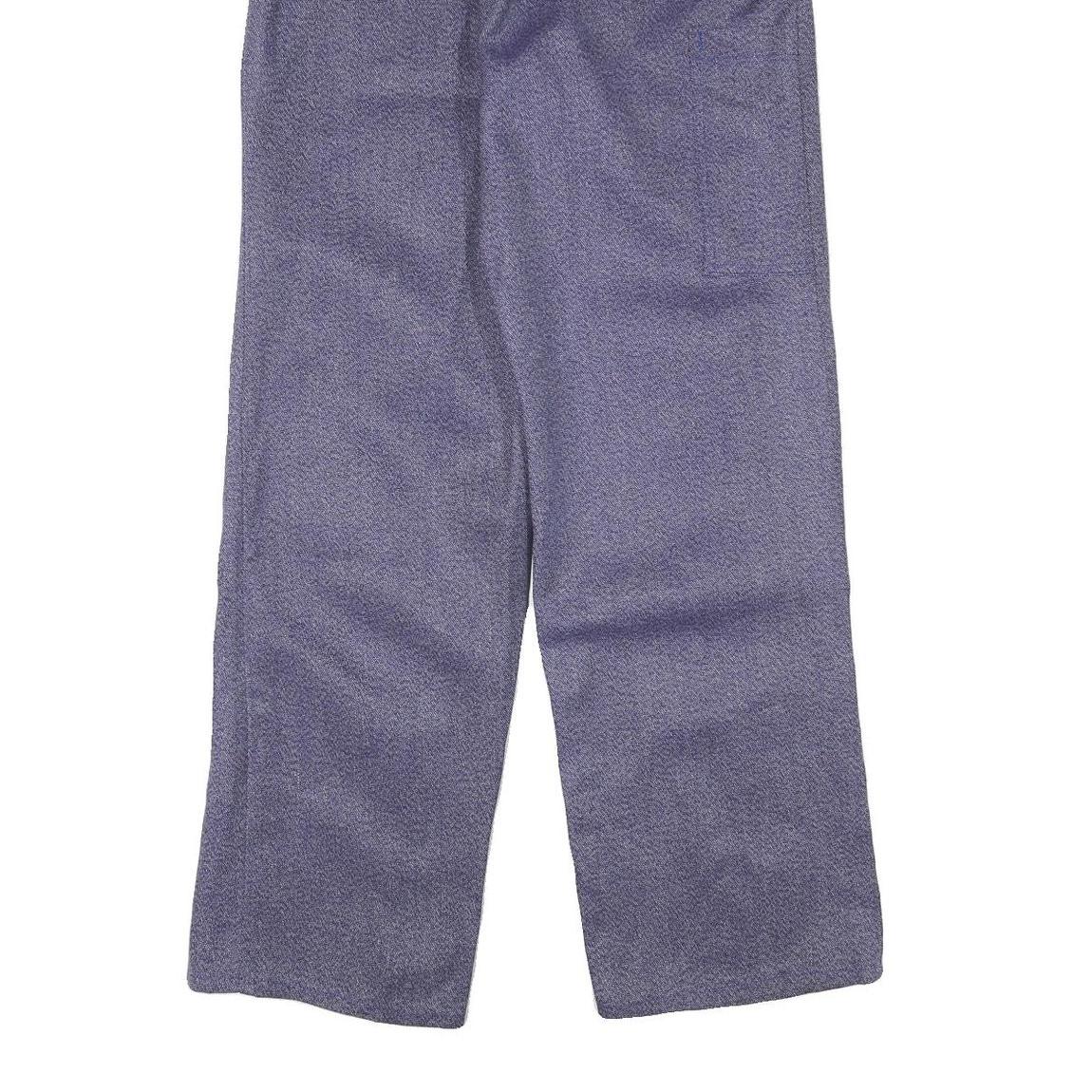 WORKER Mens Cotton Blend Blue Regular Fit Straight Leg Trousers W35 L34 Button