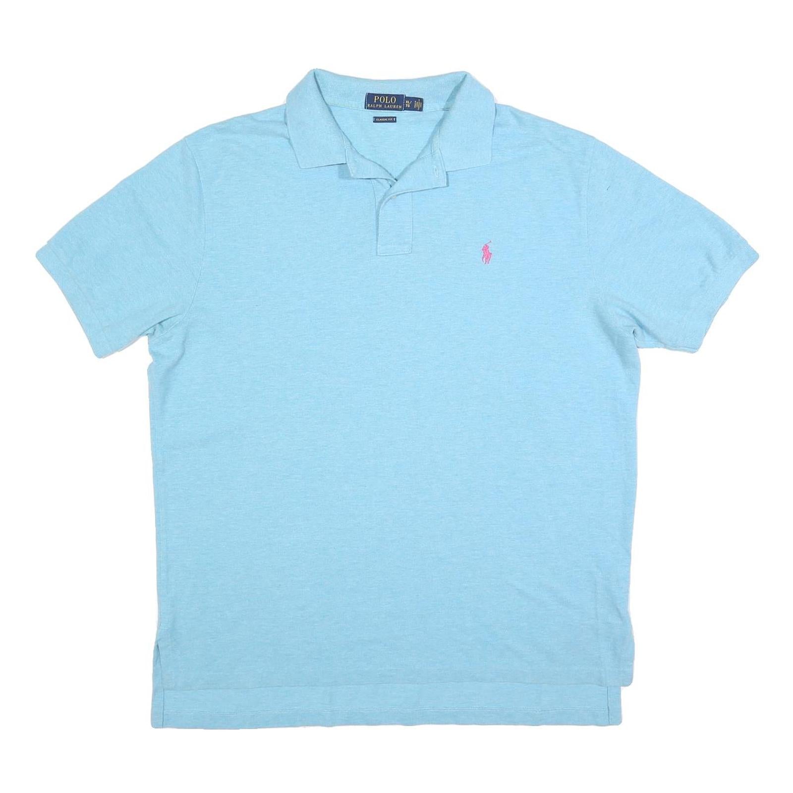 POLO RALPH LAUREN Mens Light Blue Short Sleeve Plain XL Classic Fit Cotton Blend