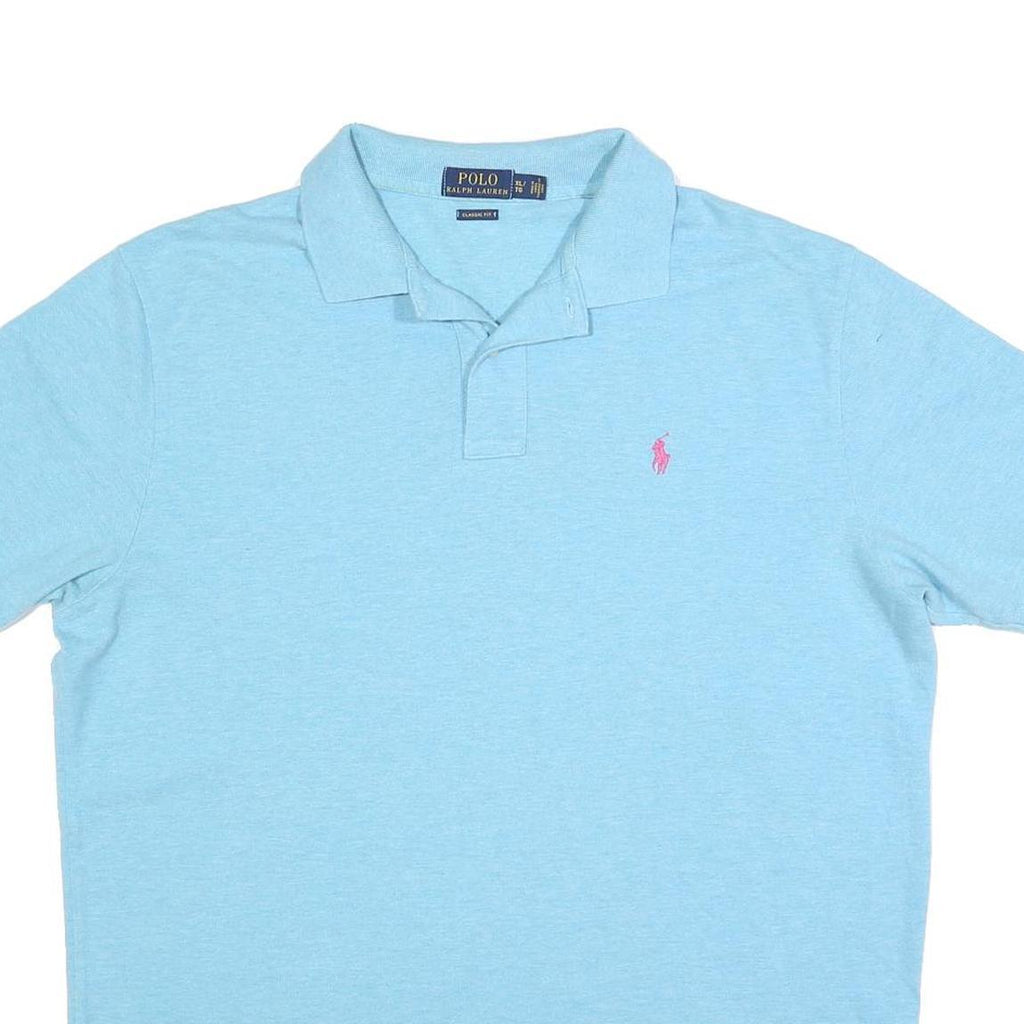 POLO RALPH LAUREN Mens Light Blue Short Sleeve Plain XL Classic Fit Cotton Blend