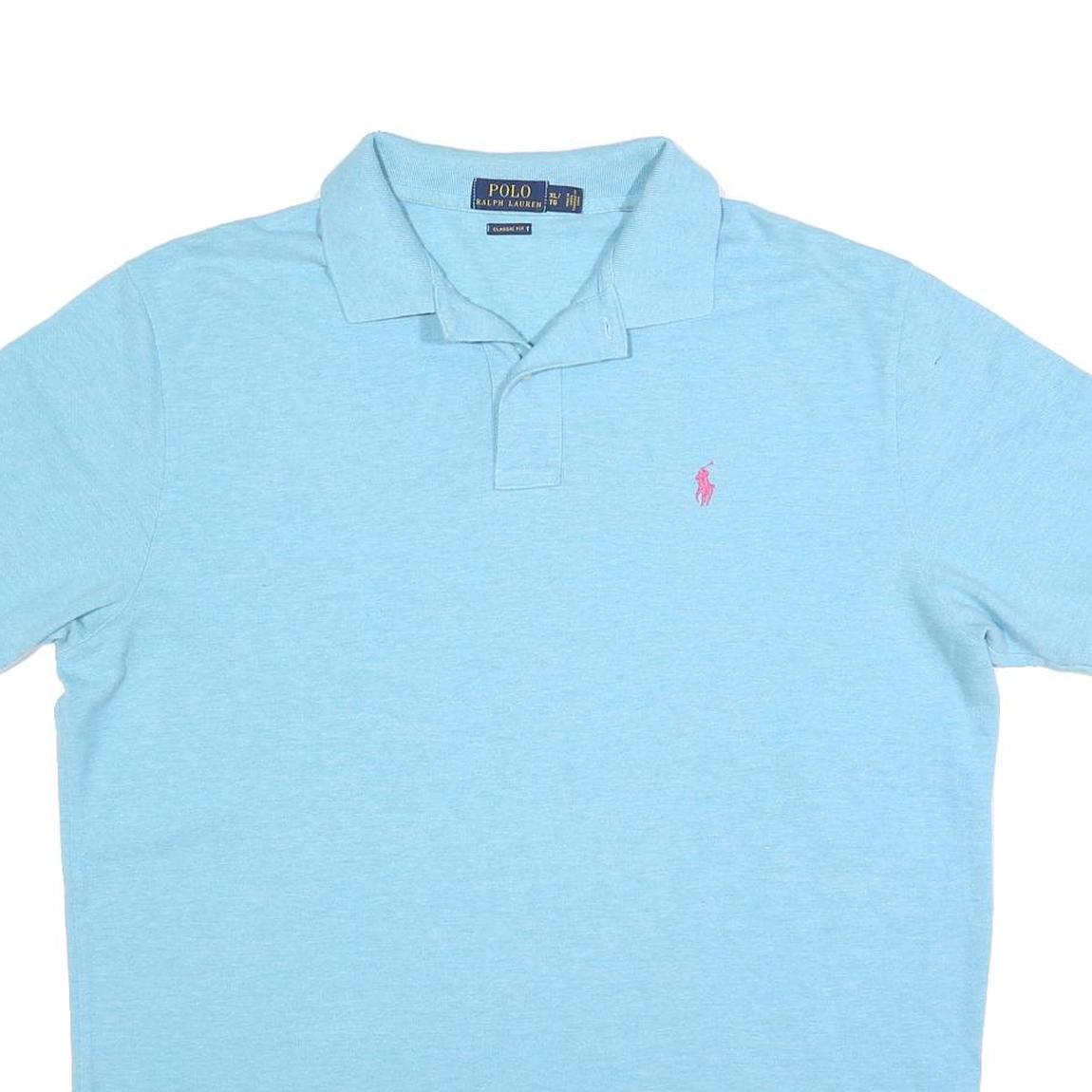 POLO RALPH LAUREN Mens Light Blue Short Sleeve Plain XL Classic Fit Cotton Blend