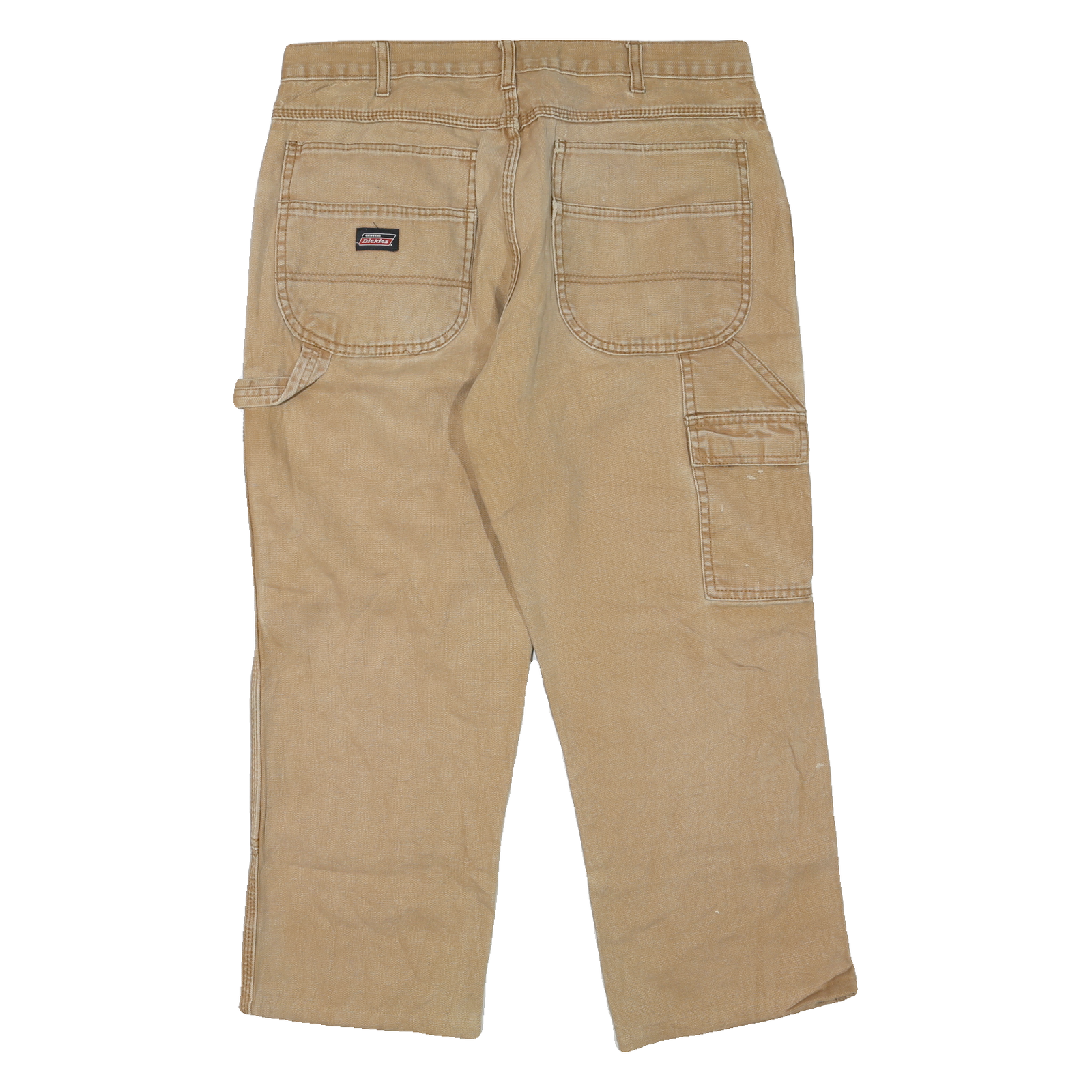 DICKIES Mens Jeans Beige Regular Straight Denim W34 L25 Workwear Zip Closure