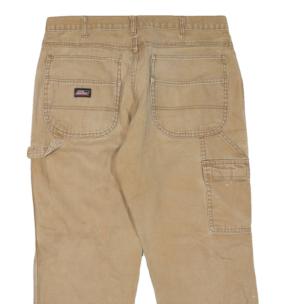 DICKIES Mens Jeans Beige Regular Straight Denim W34 L25 Workwear Zip Closure