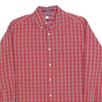 TOMMY HILFIGER Mens Red & White Check Shirt S Cotton Blend Button Down