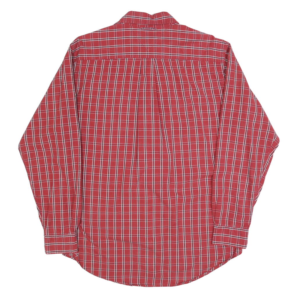 TOMMY HILFIGER Mens Red & White Check Shirt S Cotton Blend Button Down