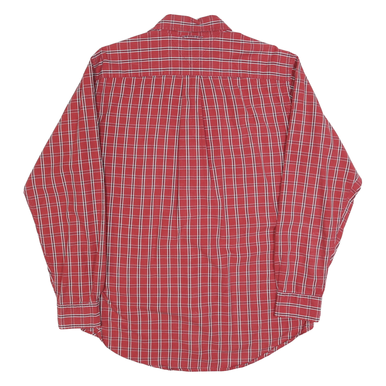 TOMMY HILFIGER Mens Red & White Check Shirt S Cotton Blend Button Down