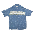 CAMPIA Mens Blue Hawaiian Shirt XL Tropical Palm Print Casual Summer Style