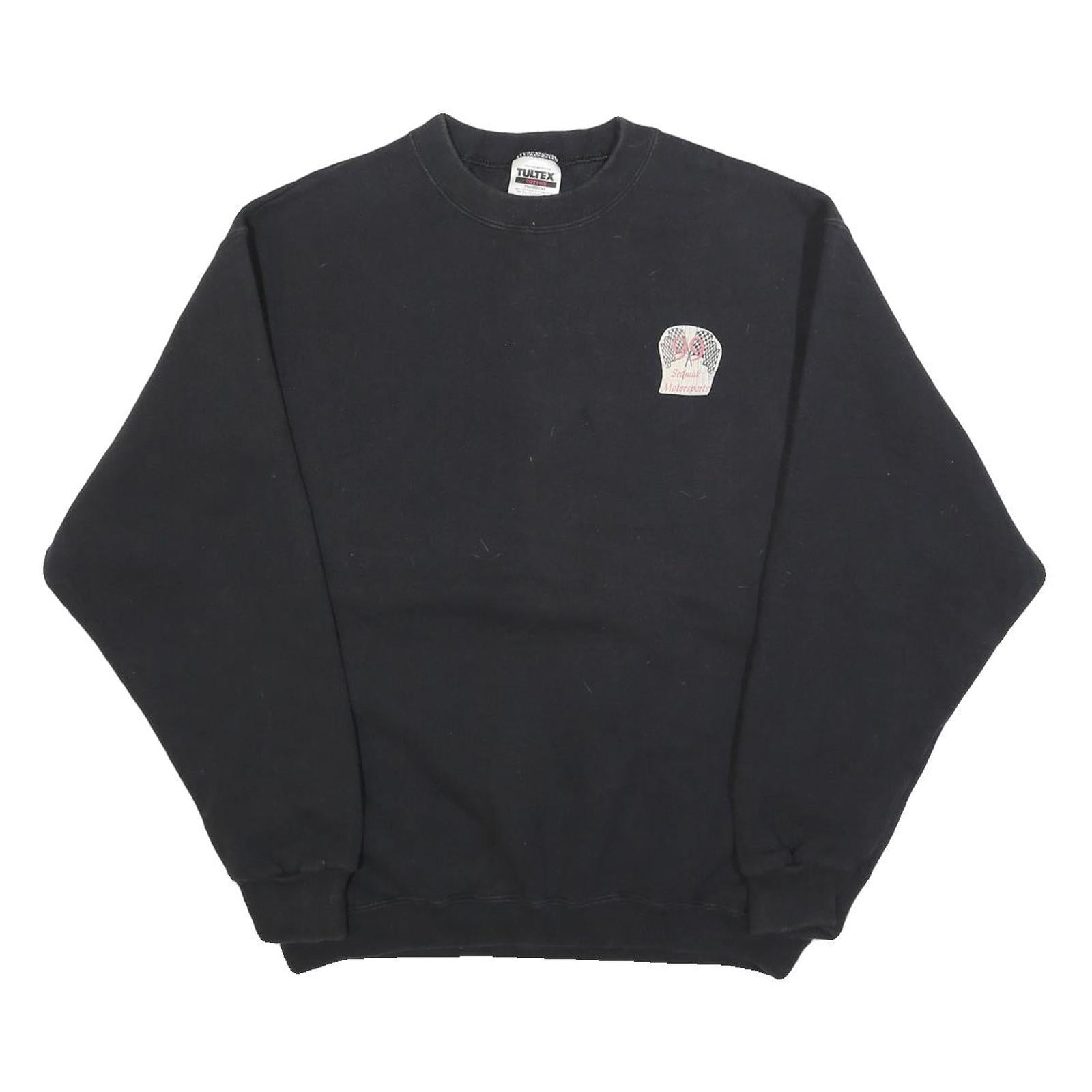 TULTEX Mens Black Cotton Blend Crew Neck M World Class Racing Sweatshirt