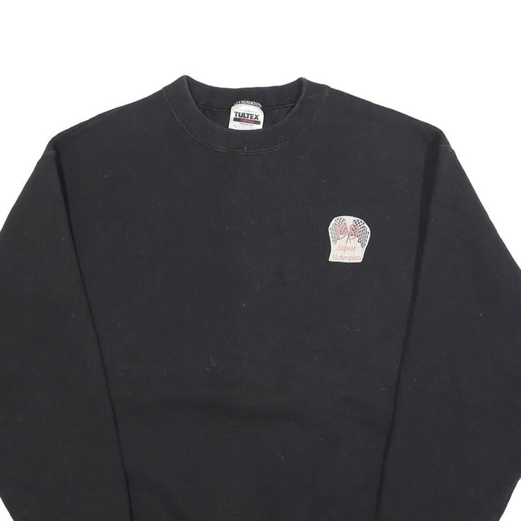 TULTEX Mens Black Cotton Blend Crew Neck M World Class Racing Sweatshirt