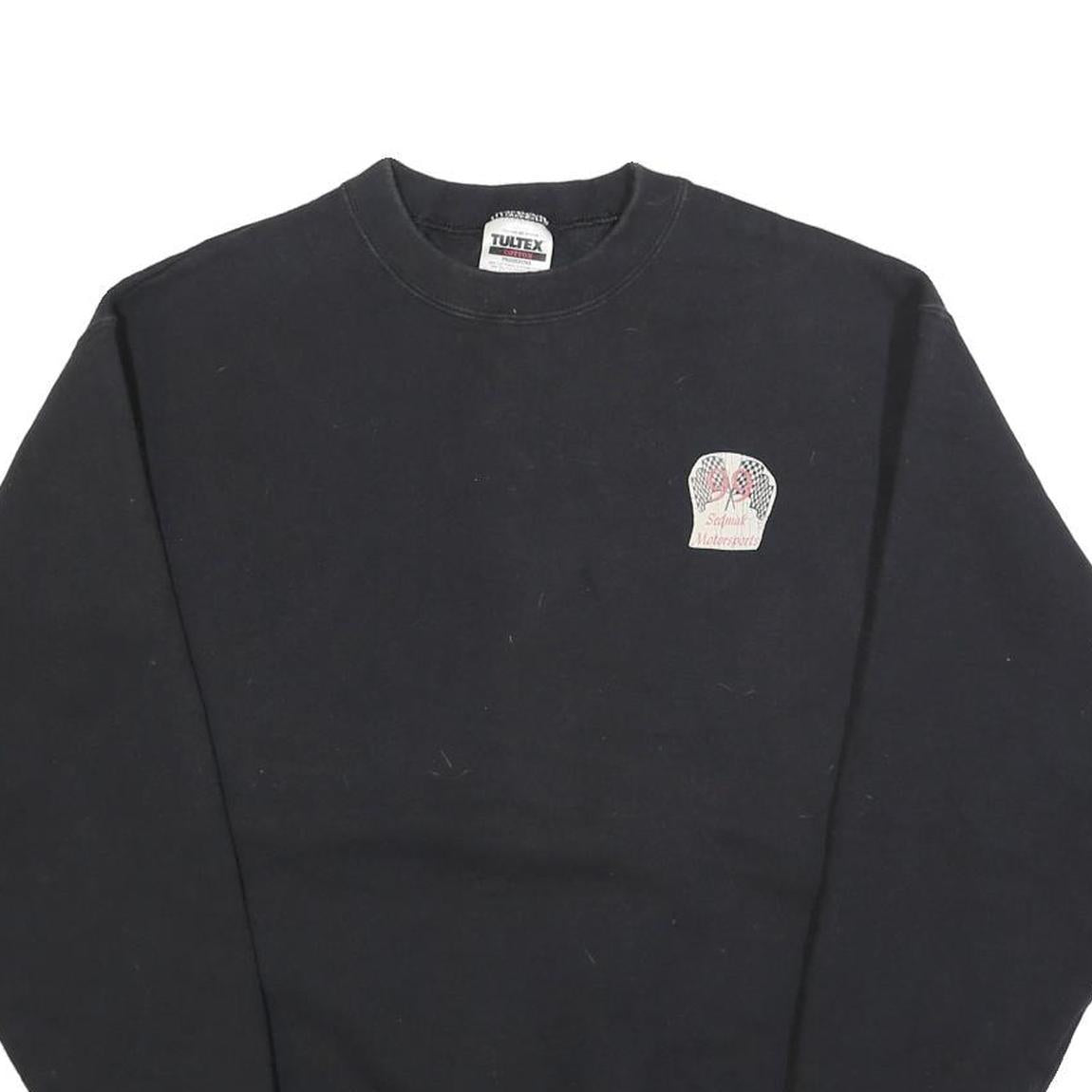 TULTEX Mens Black Cotton Blend Crew Neck M World Class Racing Sweatshirt