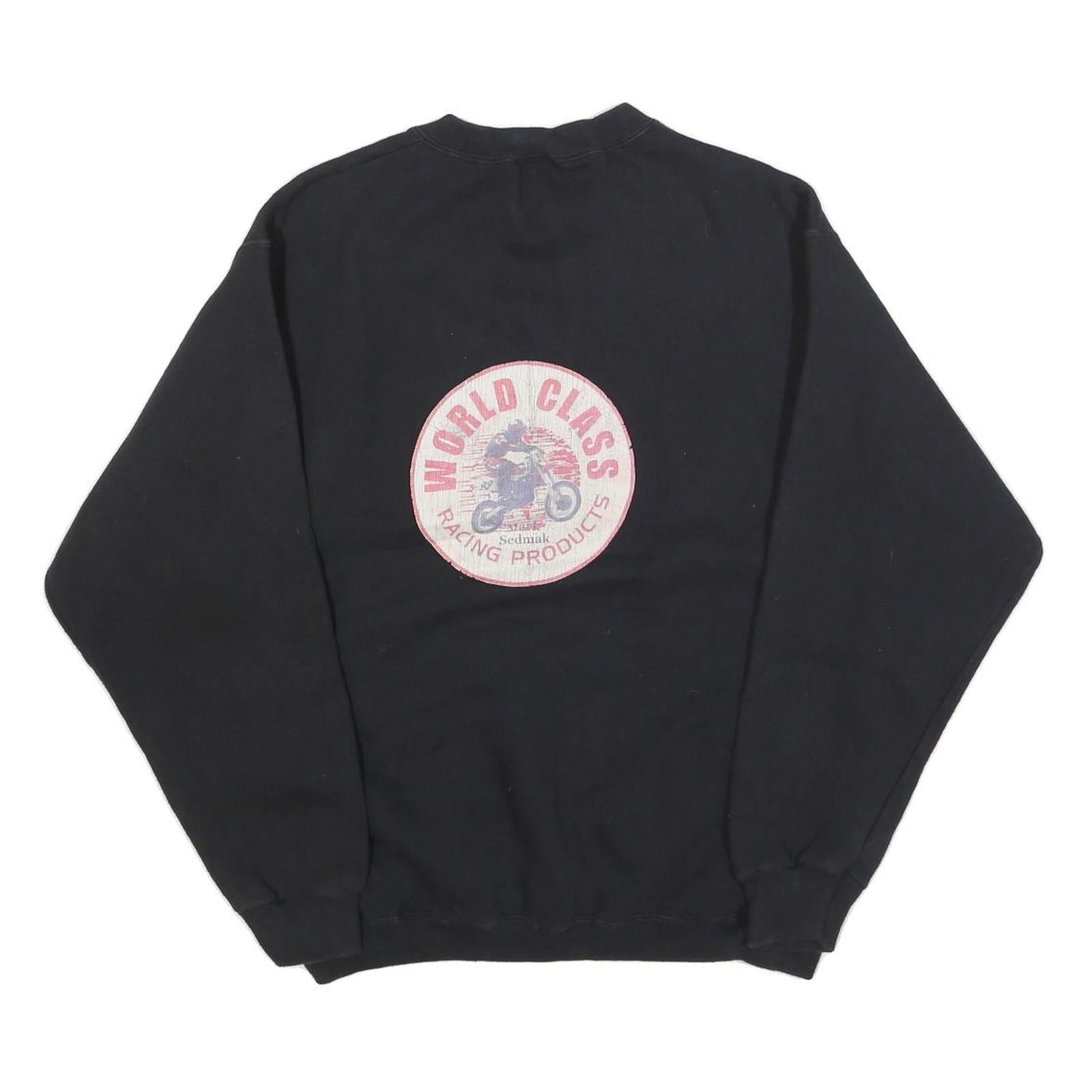 TULTEX Mens Black Cotton Blend Crew Neck M World Class Racing Sweatshirt