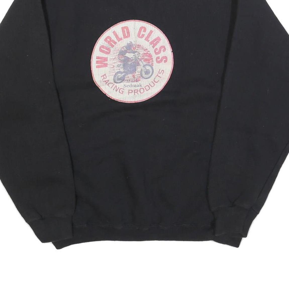 TULTEX Mens Black Cotton Blend Crew Neck M World Class Racing Sweatshirt