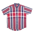 NAUTICA Mens Red & Blue Check Shirt XL Cotton Blend Casual Short Sleeve Button