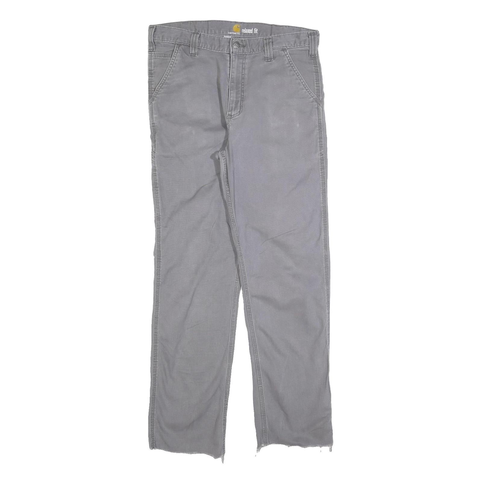 CARHARTT Mens Cotton Blend Grey Relaxed Straight Trousers W34 L30 Workwear
