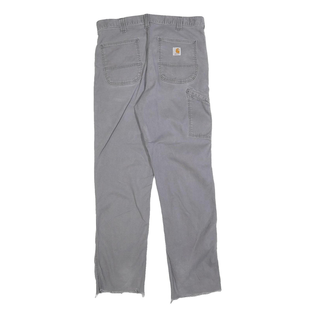 CARHARTT Mens Cotton Blend Grey Relaxed Straight Trousers W34 L30 Workwear