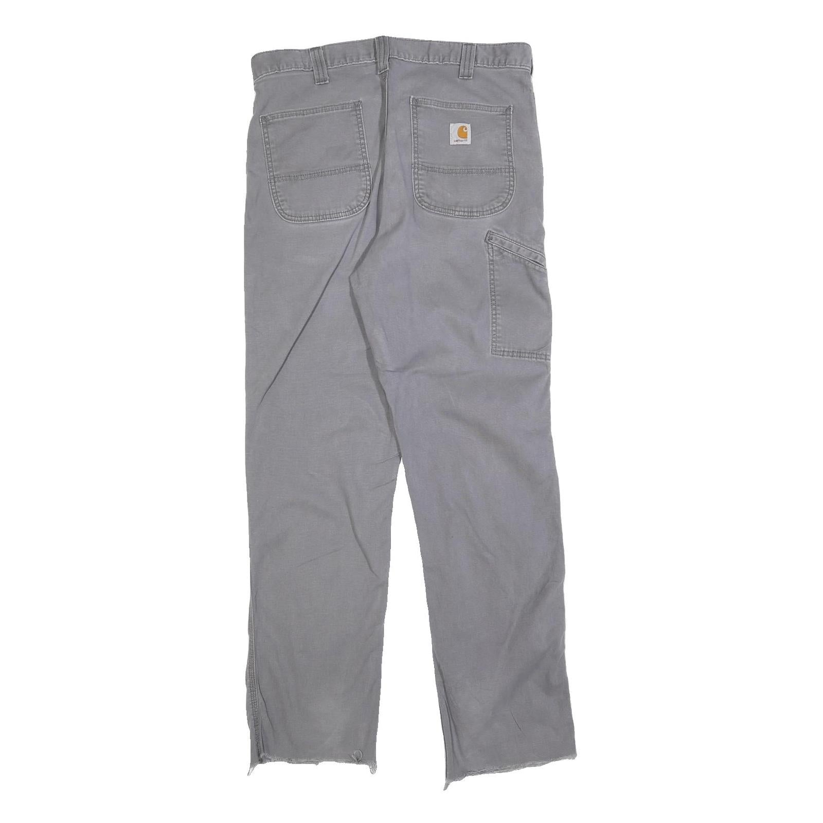 CARHARTT Mens Cotton Blend Grey Relaxed Straight Trousers W34 L30 Workwear