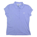 REEBOK Womens Blue Short Sleeve Plain M Cotton Blend Polo Shirt Casual Fit