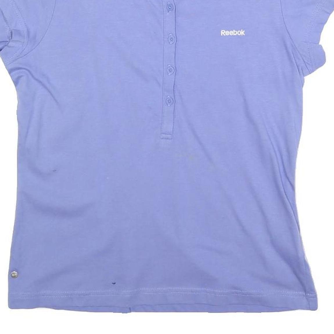 REEBOK Womens Blue Short Sleeve Plain M Cotton Blend Polo Shirt Casual Fit